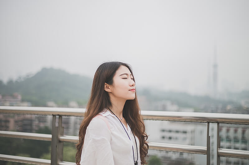 Woman with eyes closed in meditation