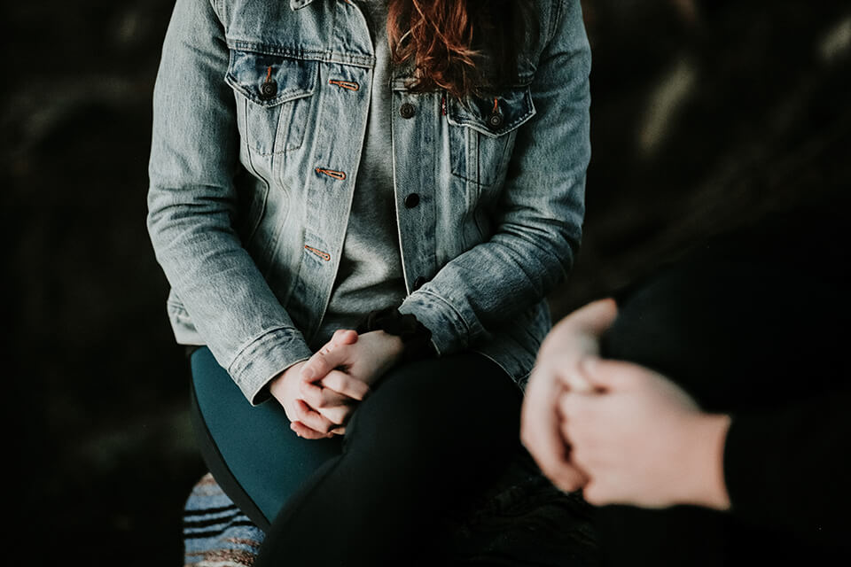 Woman talking to a therapist