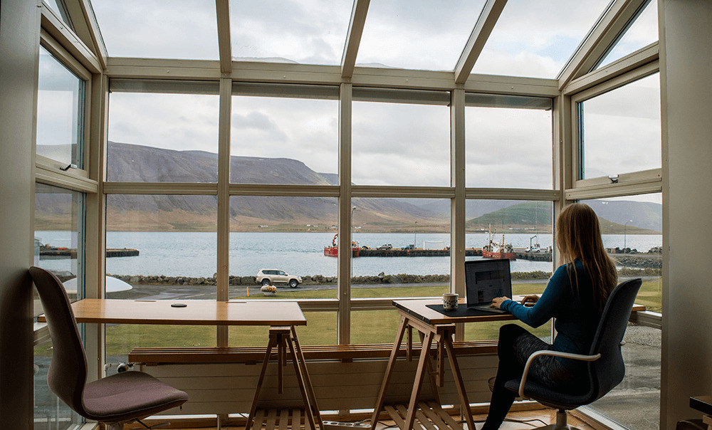 woman working in home office