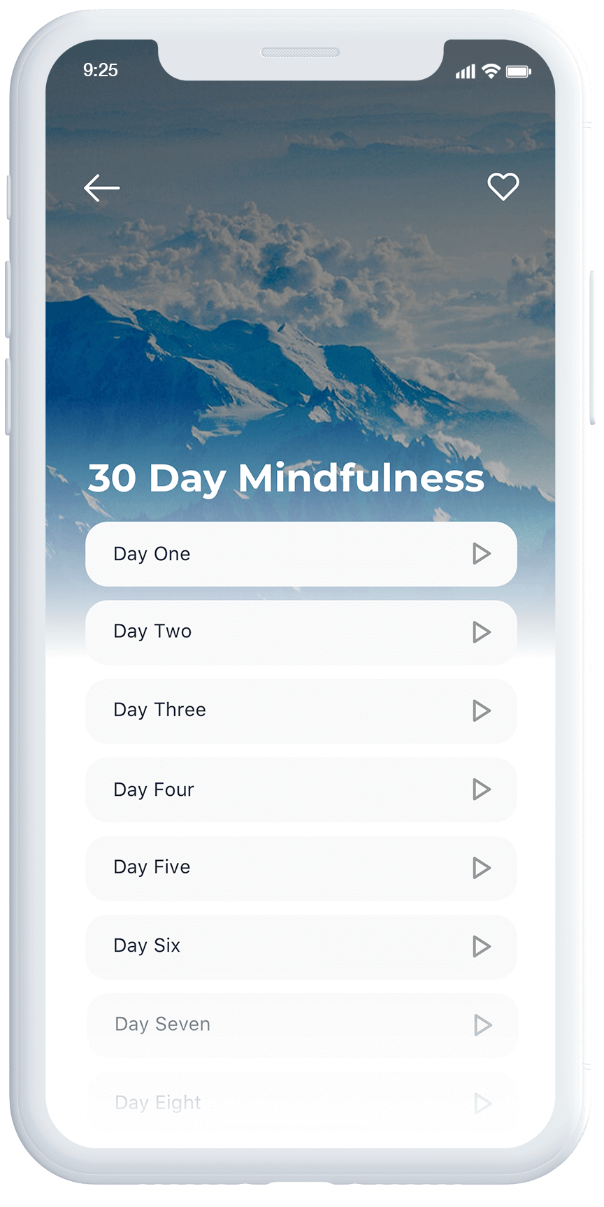 a cell phone with the text 30 day mindfulness on it.